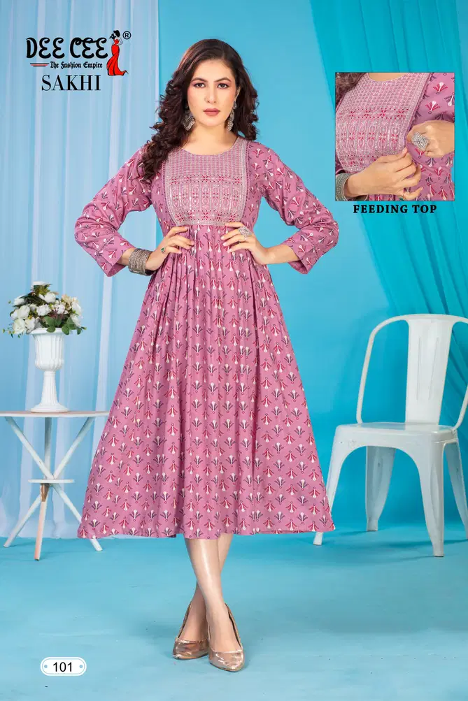 Sakhi By Deecee Rayon Printed Feeding Kurtis Suppliers In India